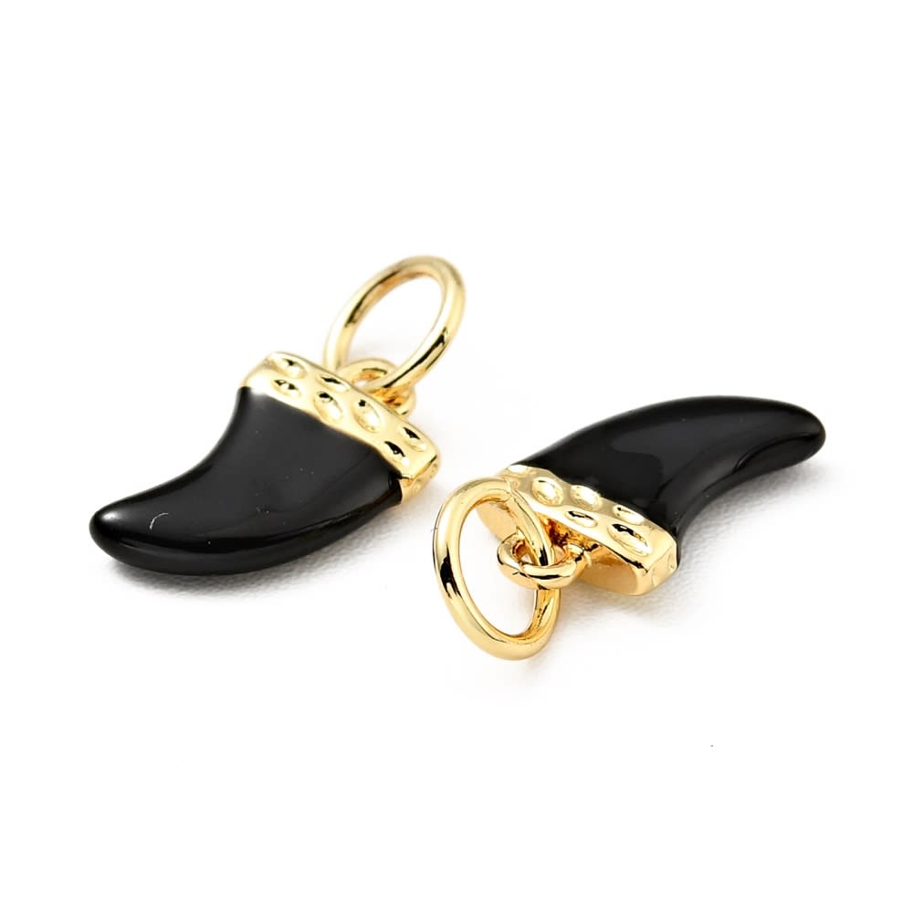 Dije colgante esmaltado colmillo 14.5 mm baño de oro / unidad2