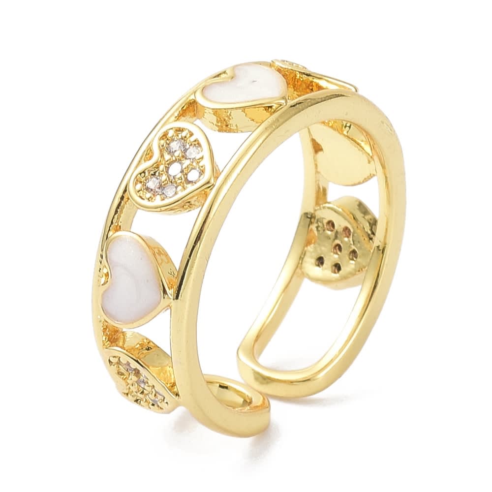 Anillo ajustable corazón nácar baño de oro / unidad7