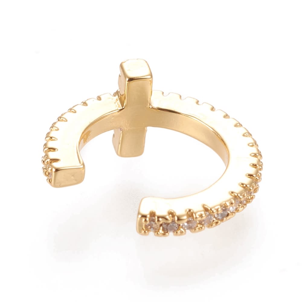 Ear cuff solitarios cruz 9.5 mm baño de oro / unidad3