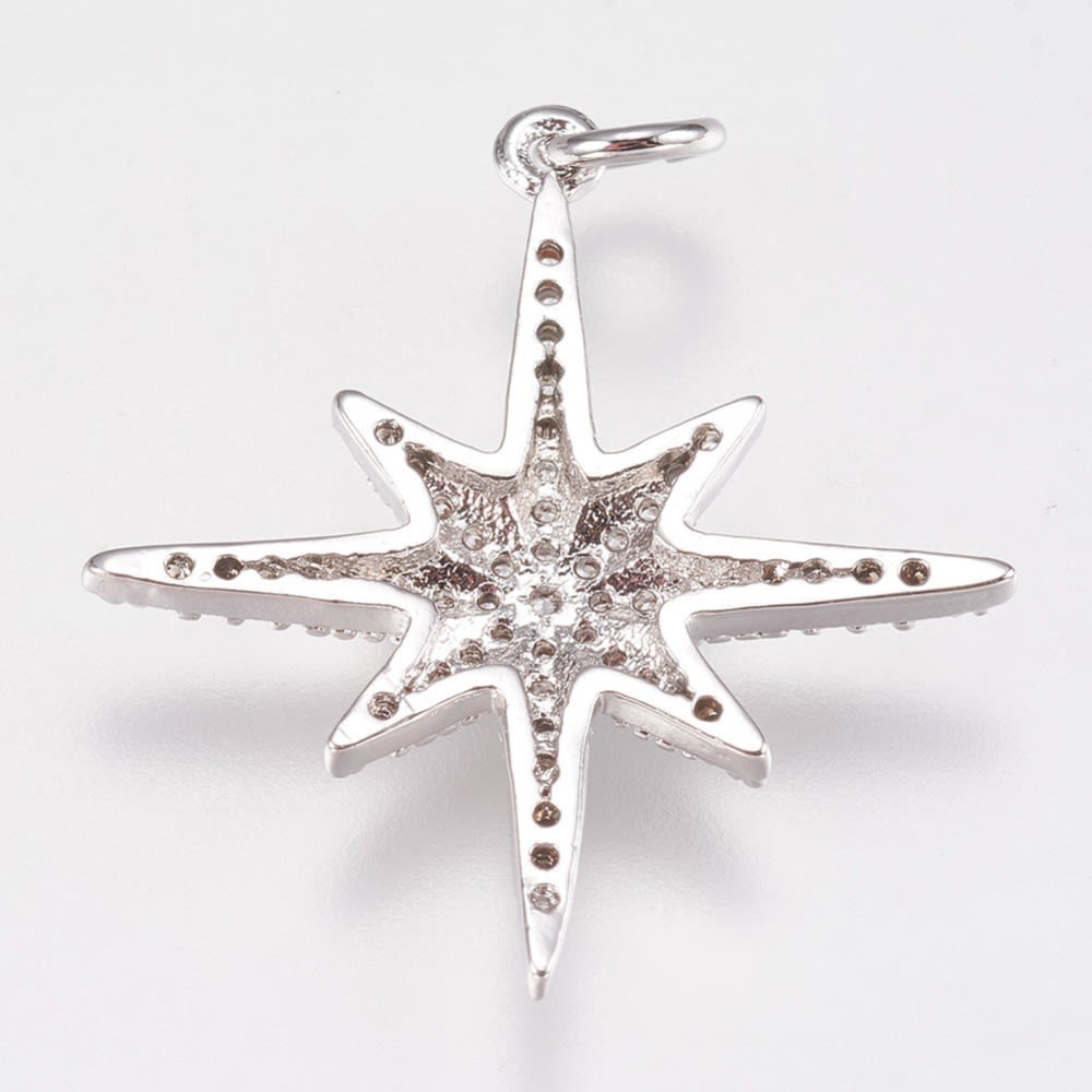 Dije colgante maxi estrella fugaz dorado plateado zircón / unidad4