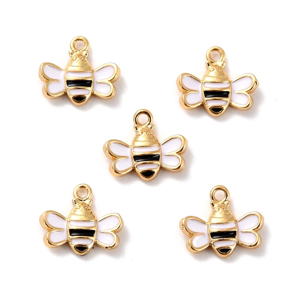 Dije colgante esmaltado abeja 9 mm baño oro / unidad1