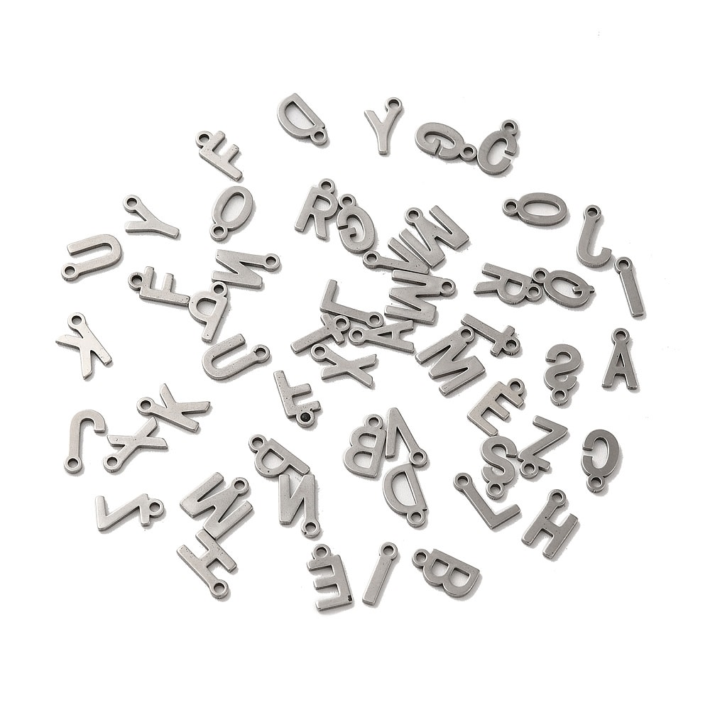 Mini Letras colgantes abecedario 8 mm acero plateado / unidad1