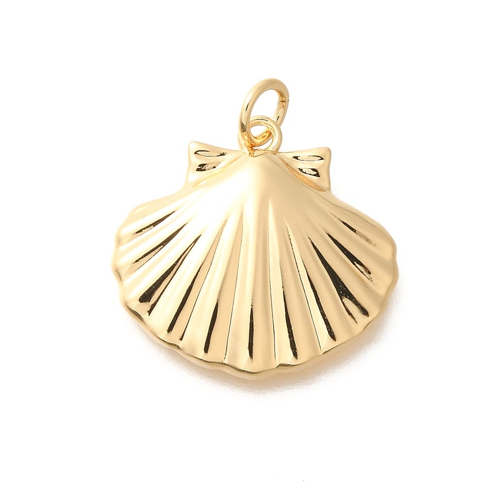 Dije colgante concha mar 18.5 mm baño de oro / unidad1