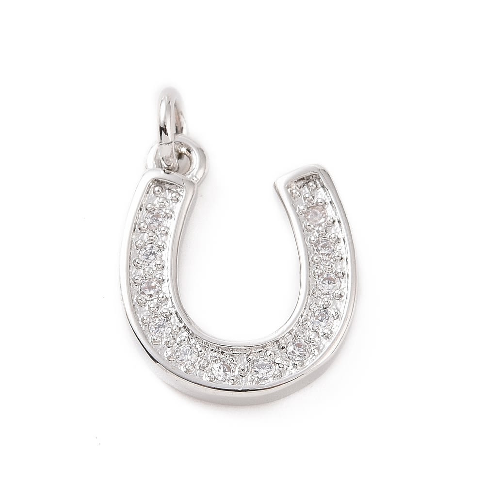 Dije colgante herradura amuleto suerte 15 mm zircón latón / unidad5