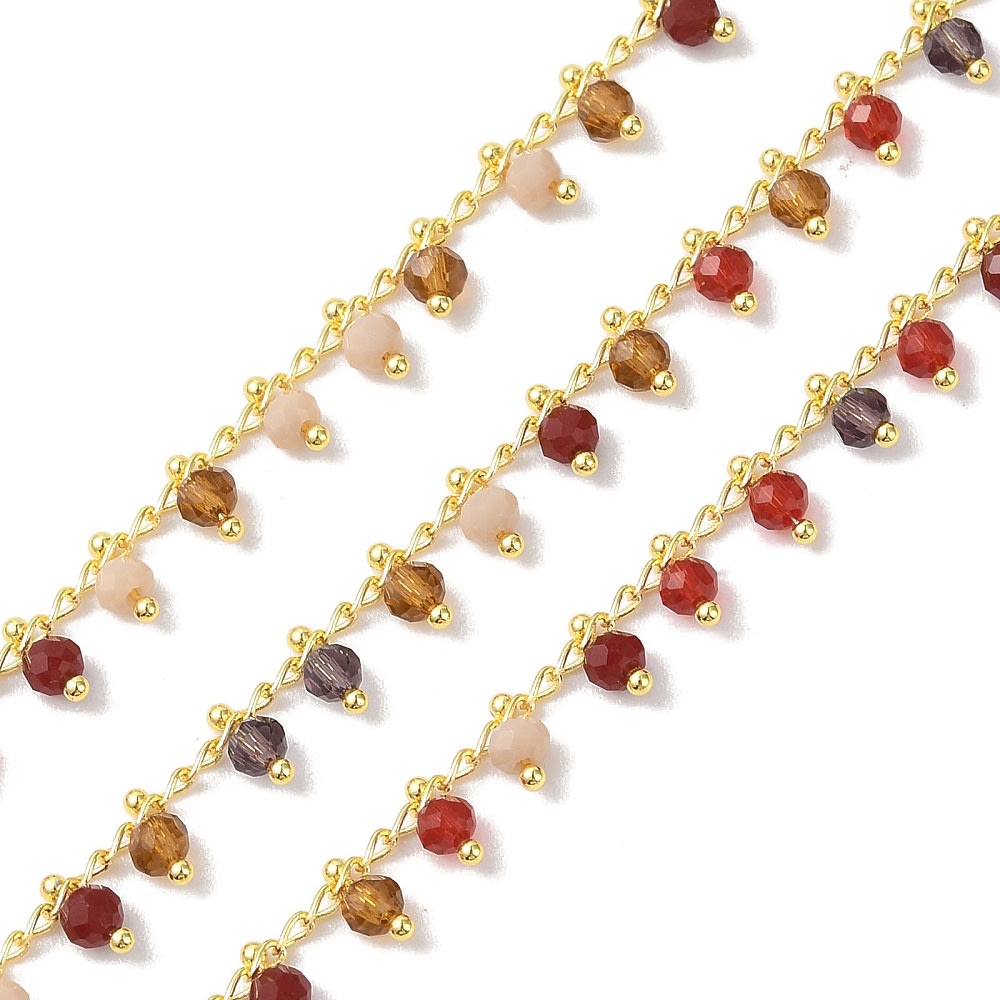 Cadena con cristal multicolor colgante baño oro / metro1