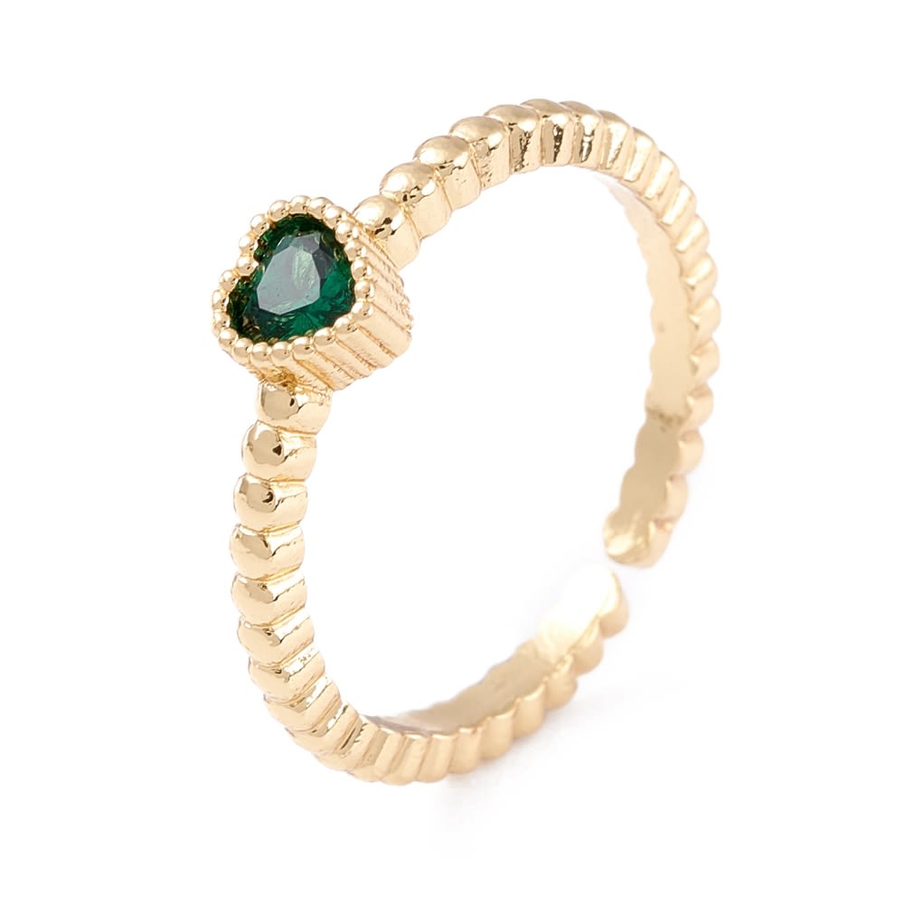 Anillo ajustable corazón multicolor zircón baño de oro / unidad3