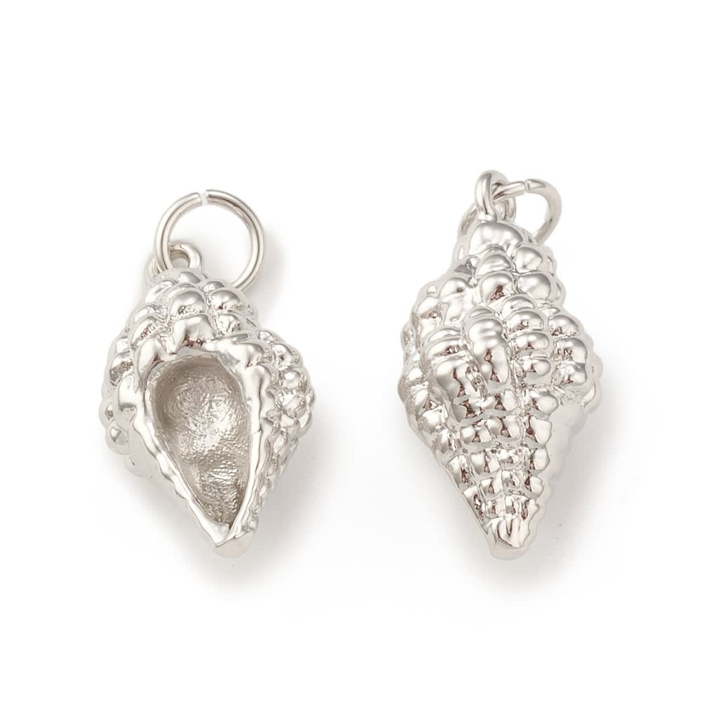 Dije colgante caracola caracol 18x9 mm baño de oro platino / unidad2