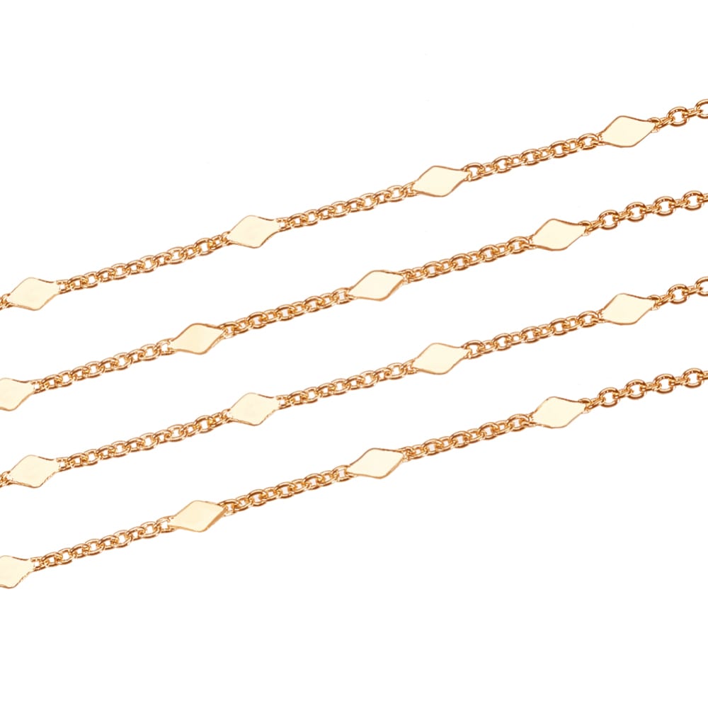 Cadena eslabón rombo 1.5 mm baño de oro / metro1