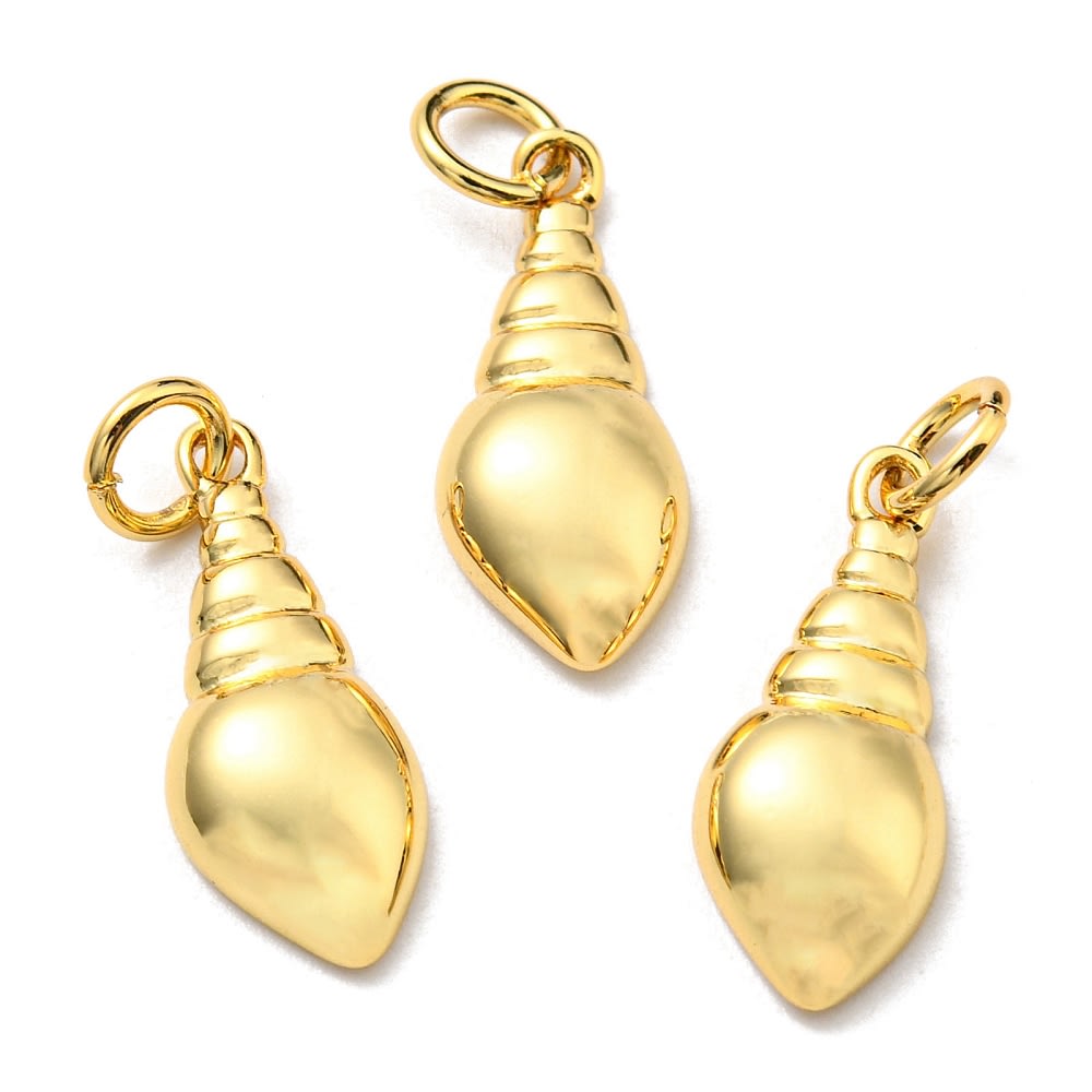 Dije colgante concha mar caracol áfricano 17.5 mm baño de oro / unidad3