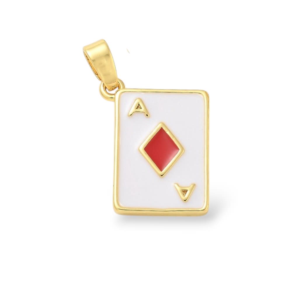 Dije colgante naipes 17 mm cartas barajas baño de oro / unidad3