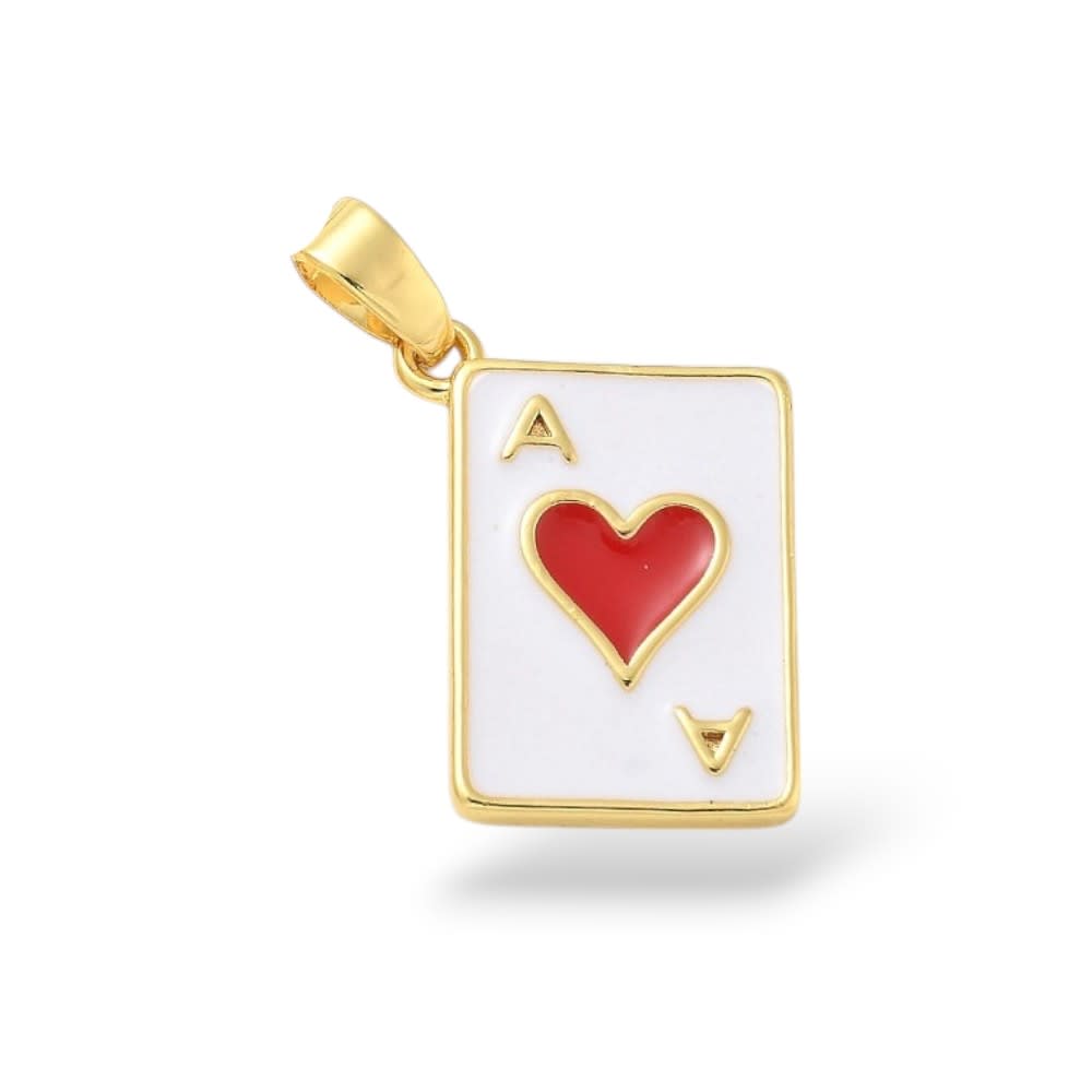 Dije colgante naipes 17 mm cartas barajas baño de oro / unidad2