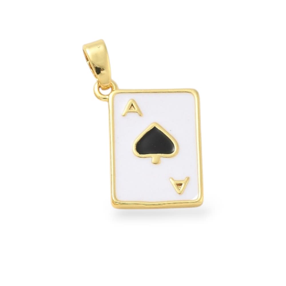 Dije colgante naipes 17 mm cartas barajas baño de oro / unidad5