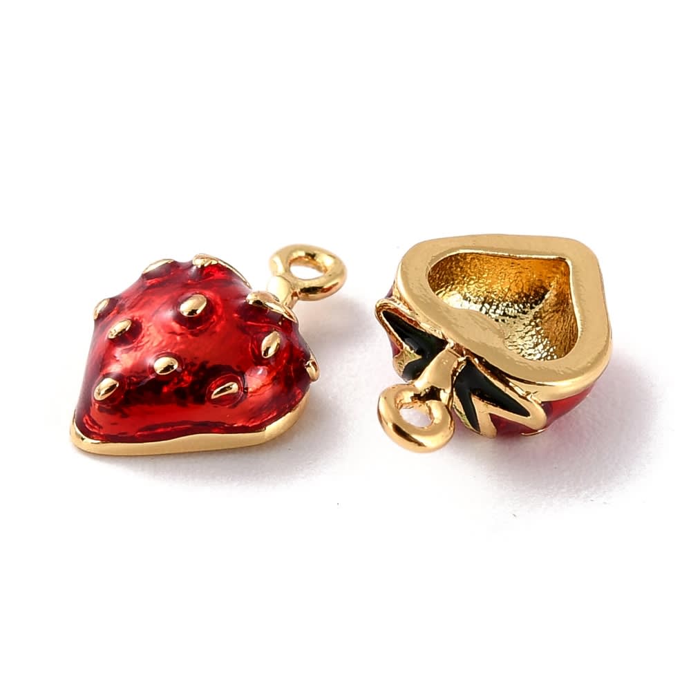 Dije colgante frutilla fresa baño de oro / unidad2