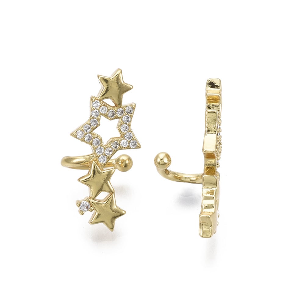 Ear cuff aros solitarios 4 estrellas baño de oro / unidad3