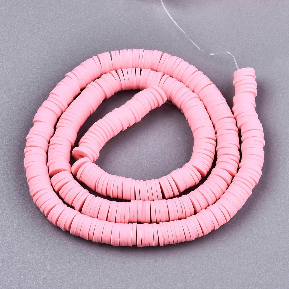 Sarta cuentas disco arcilla polimérica unicolor fimo 6 mm / tira3