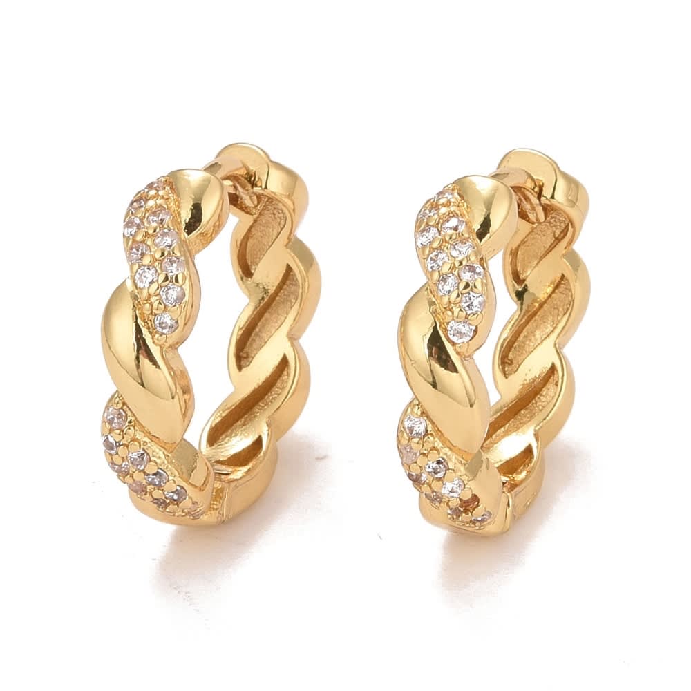 Aros argollas aretes baño de oro torneadas elegante / par1