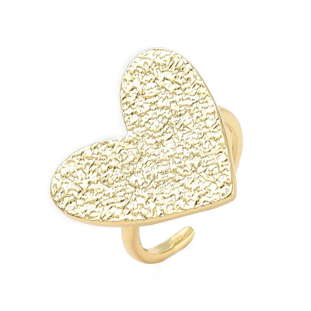 Anillo ajustable maxi corazón 20.5 mm baño oro platino / unidad1