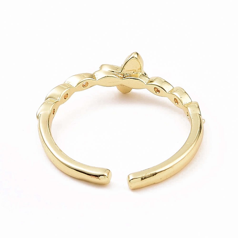 Anillo ajustable mini mariposa con zircón dorado / unidad3