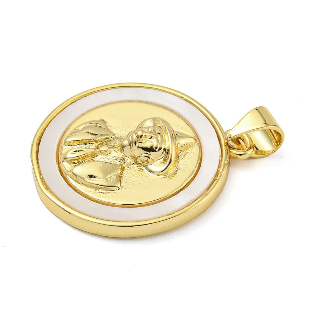 Dije colgante medalla 20 mm Dr. José Gregorio Hernández nácar / unidad2