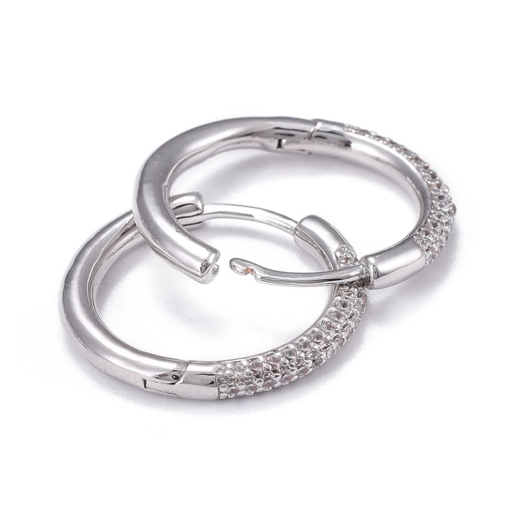 Aros argollas aretes huggies zircón 20 mm / par2