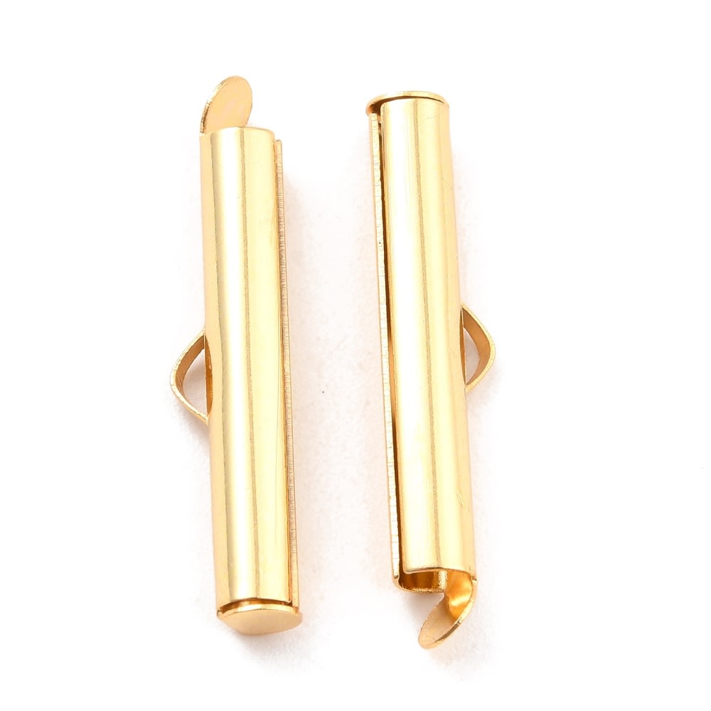 Terminal tubo para pulsera collar 10-40 mm acero dorado / par2