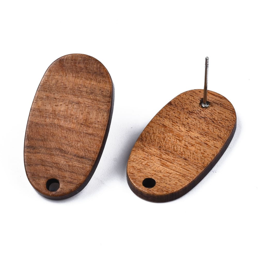 Base de aros topito óvalo 27x15 mm madera de nogal / par3