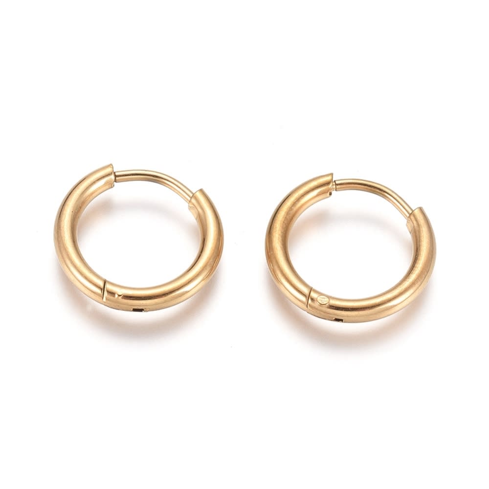 Aros argollas huggie acero quirúrgico aretes hipoalargénicos 14x2 mm / par4