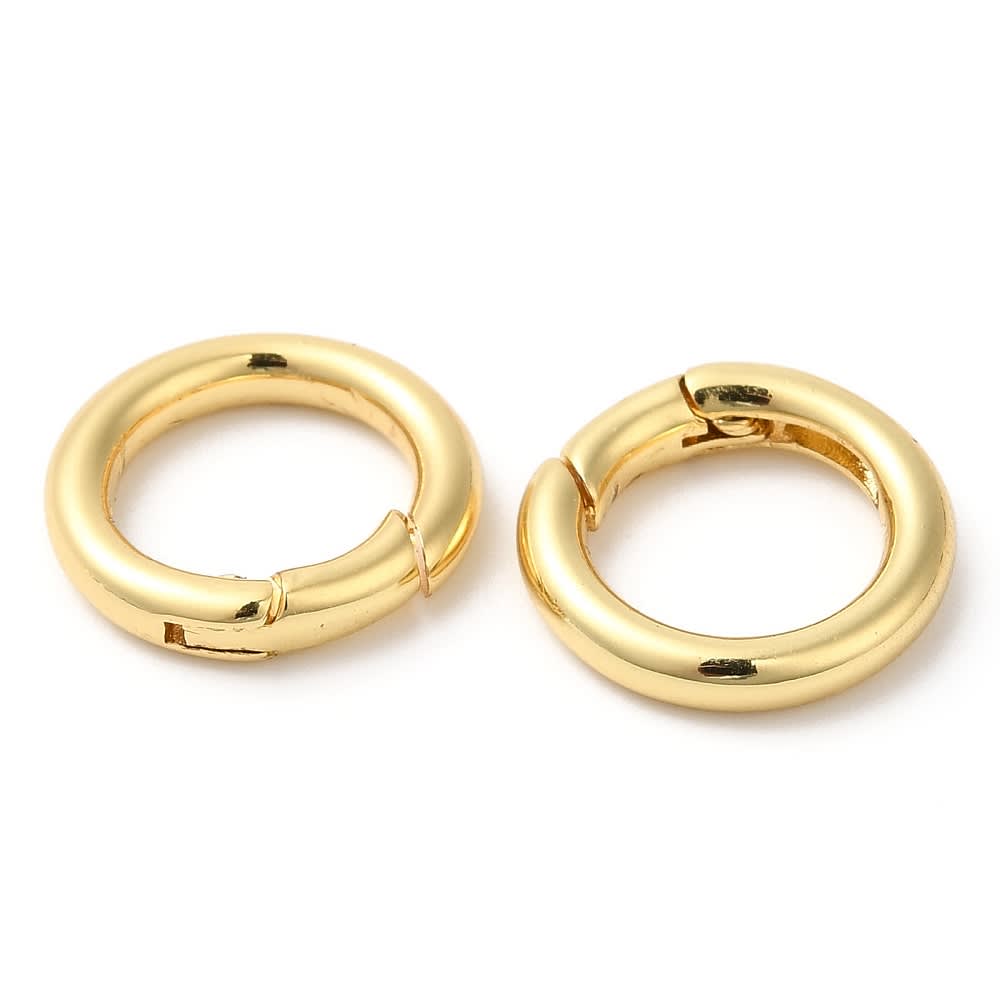 Anillo broche aro cerrado con cierre resorte 15 mm baño oro / unidad2