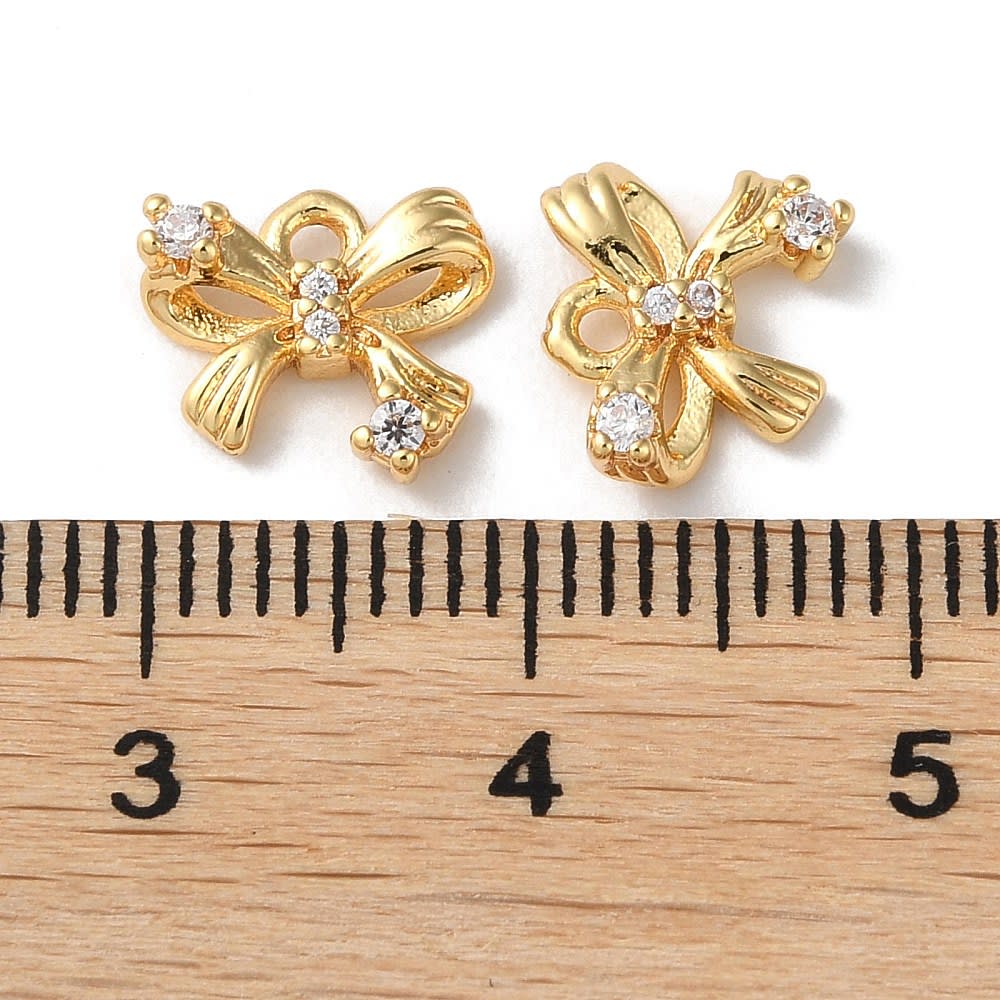 Dije colgante lazo coquette zircones 9 mm baño oro / unidad3