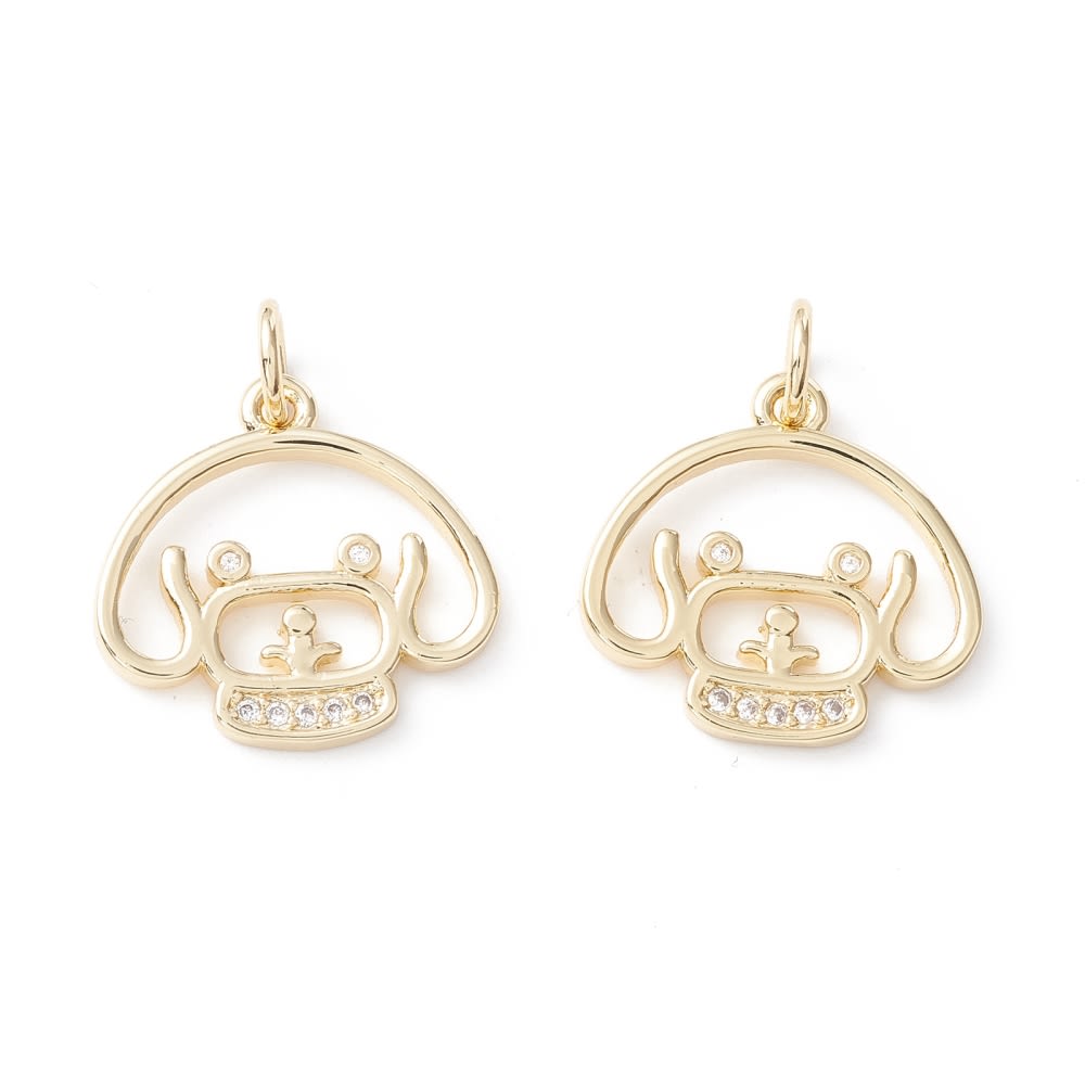 Dije colgante perro mascota 16 mm baño de oro zircón / unidad1