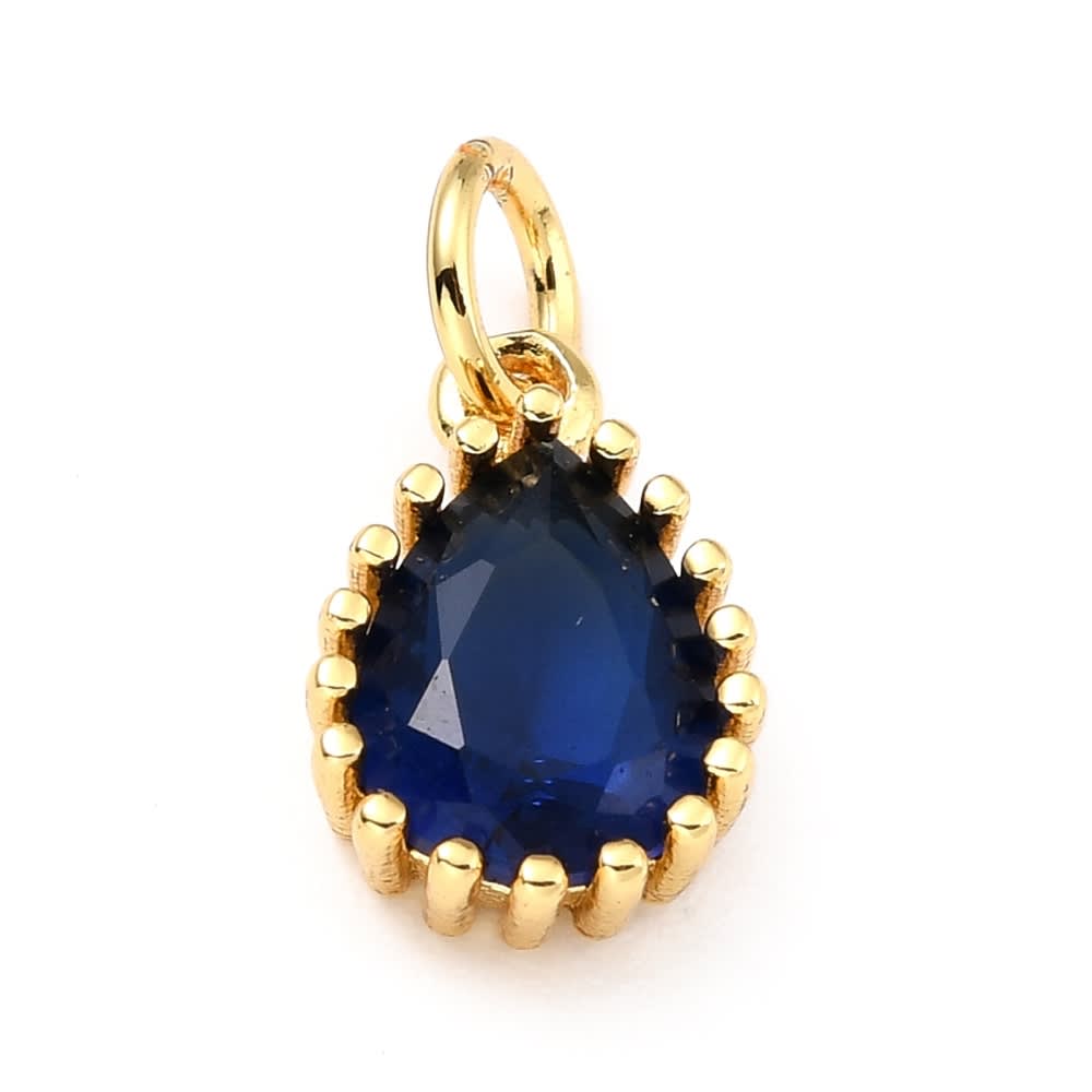 Dije colgante gota con zircón colores baño oro / unidad7