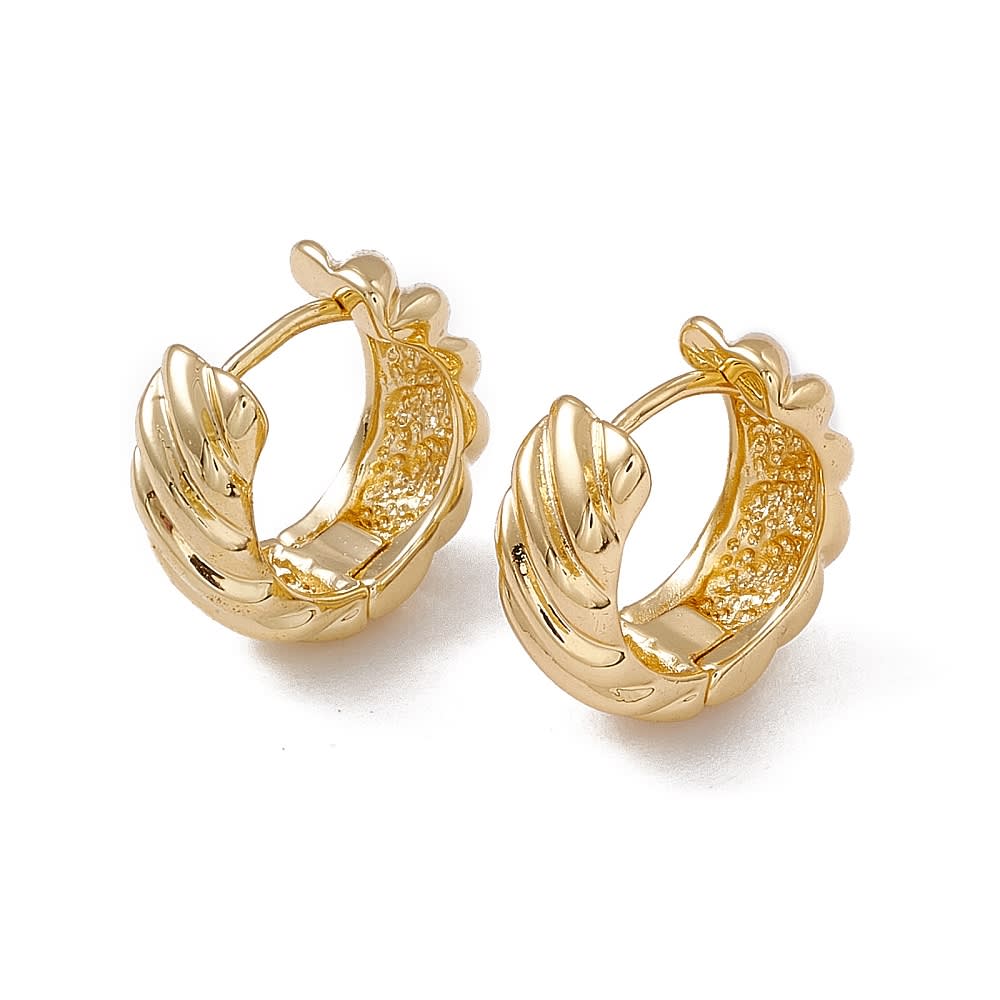 Aros argollas aretes lisos torneados 16 mm baño de oro / par1
