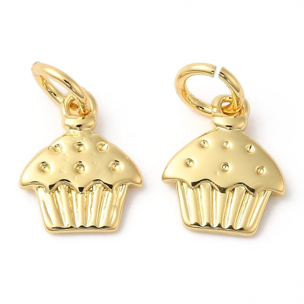 Dije colgante cupcake magdalena 11 mm baño de oro / unidad1