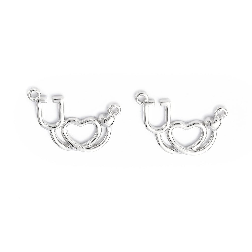 Dije conector estetoscopio médico 15.5 mm dorado plateado / unidad2