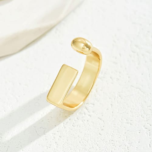 Anillo ajustable minimalista rectangular baño de oro / unidad1