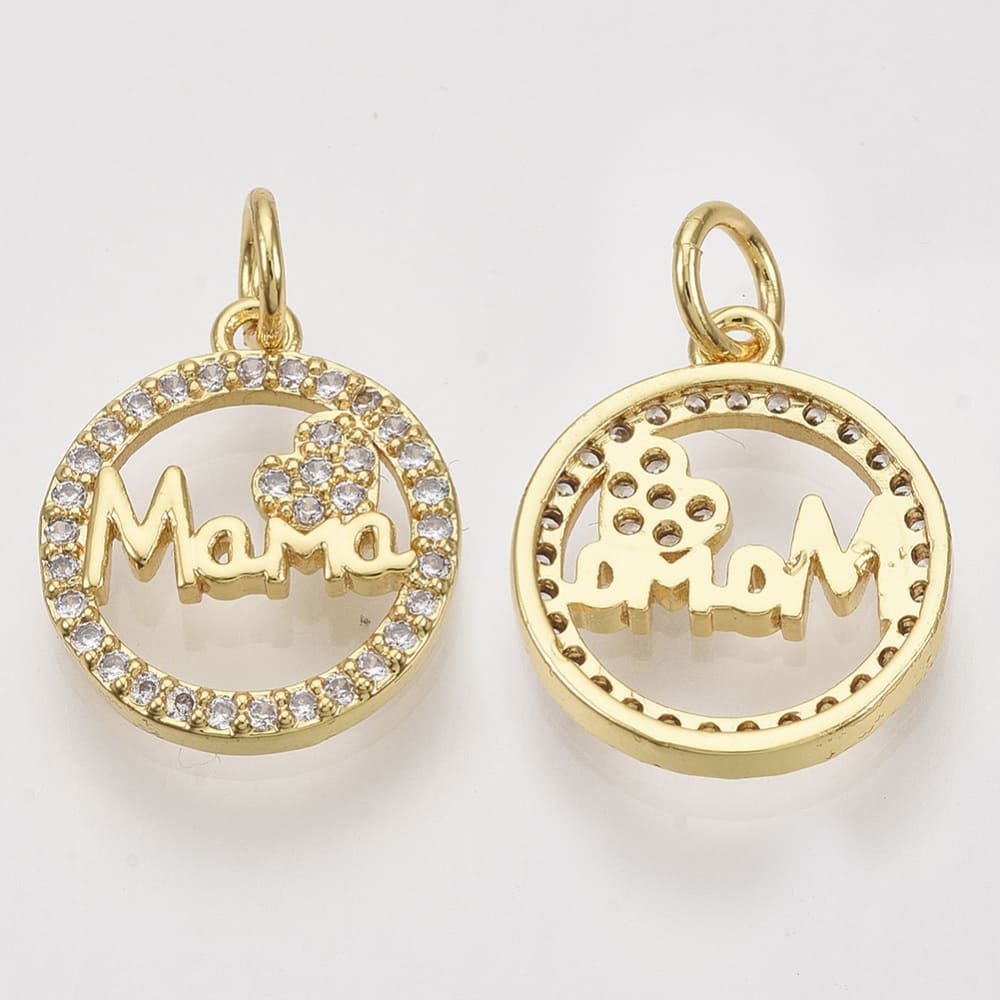 Dije colgante mamá circular baño de oro / unidad1