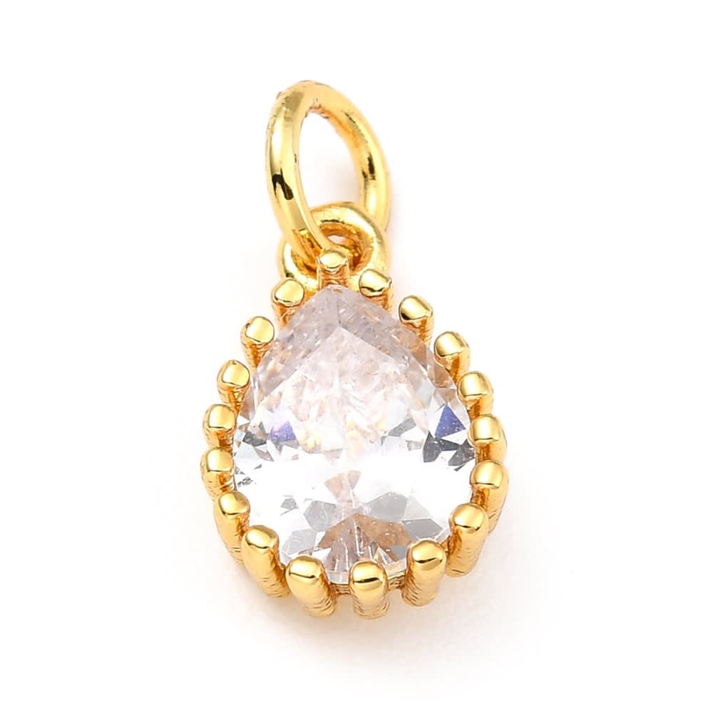 Dije colgante gota con zircón colores baño oro / unidad5