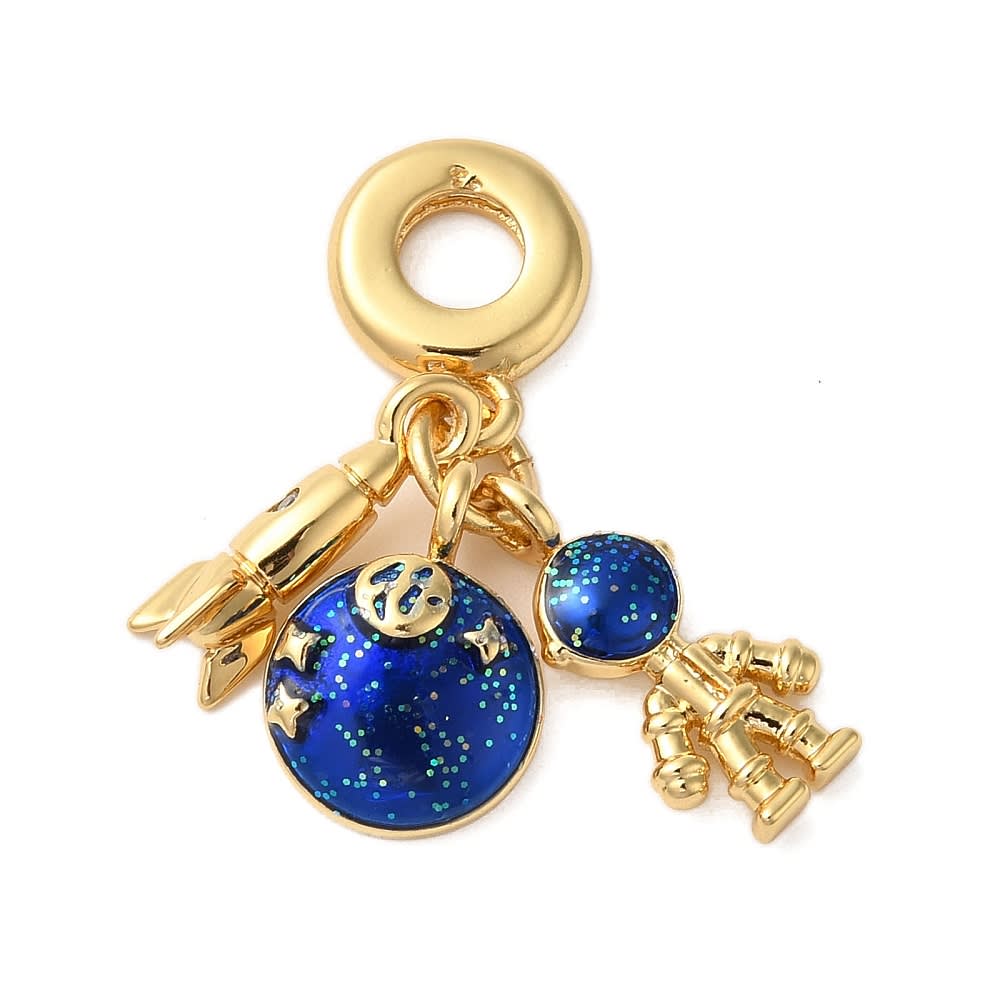Colgante europeo charm planeta astronauta cohete baño oro / unidad1
