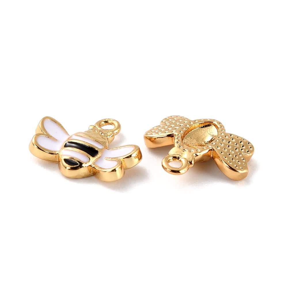 Dije colgante esmaltado abeja 9 mm baño oro / unidad2
