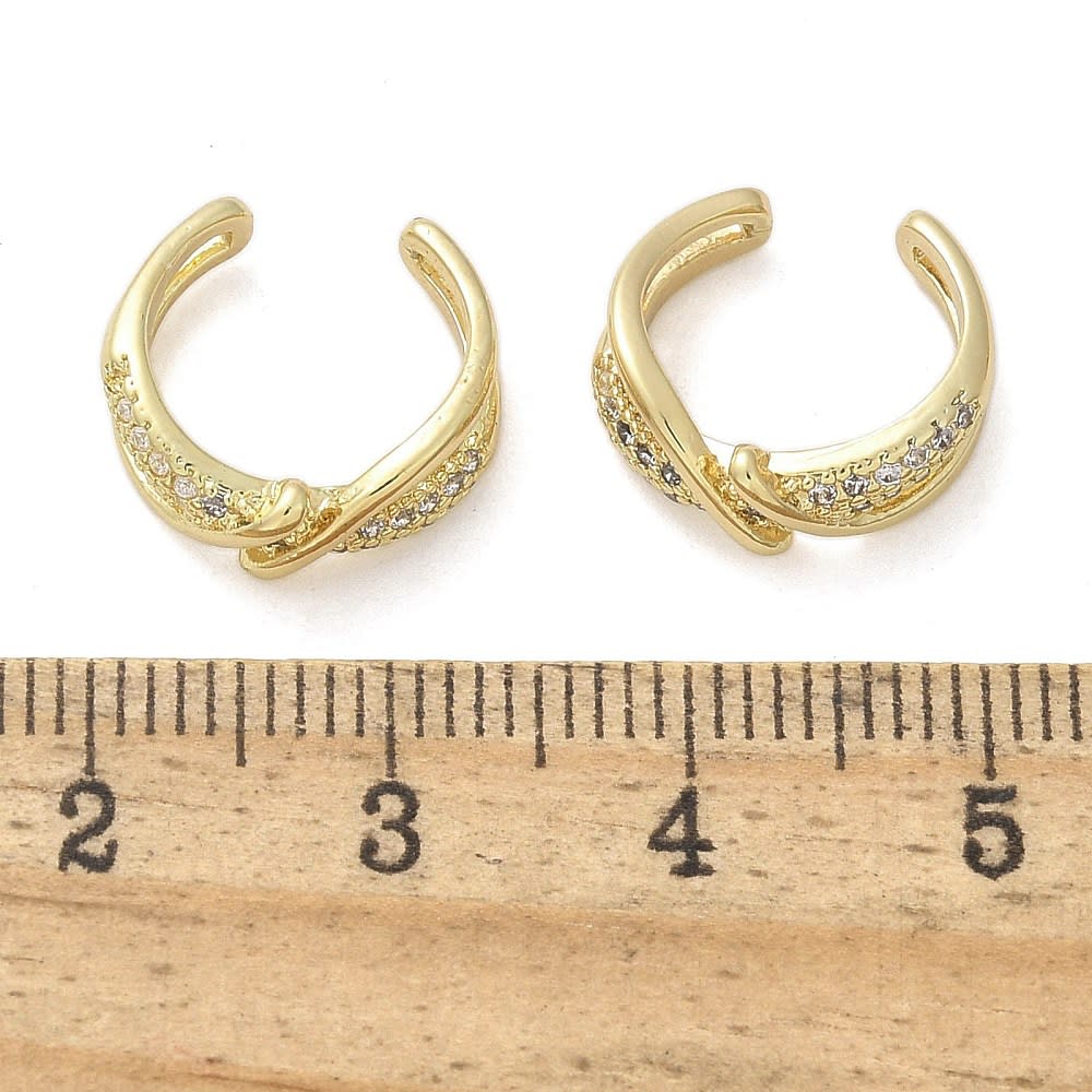 Ear cuff aros solitarios líneas elegantes 13 mm baño oro / unidad2