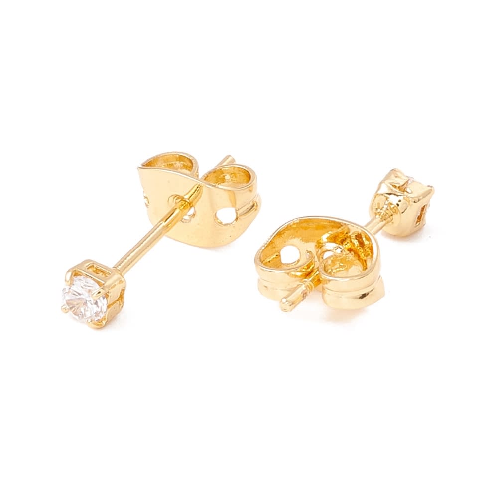 Aros topo topito zircón 2.5 mm baño de oro / par2