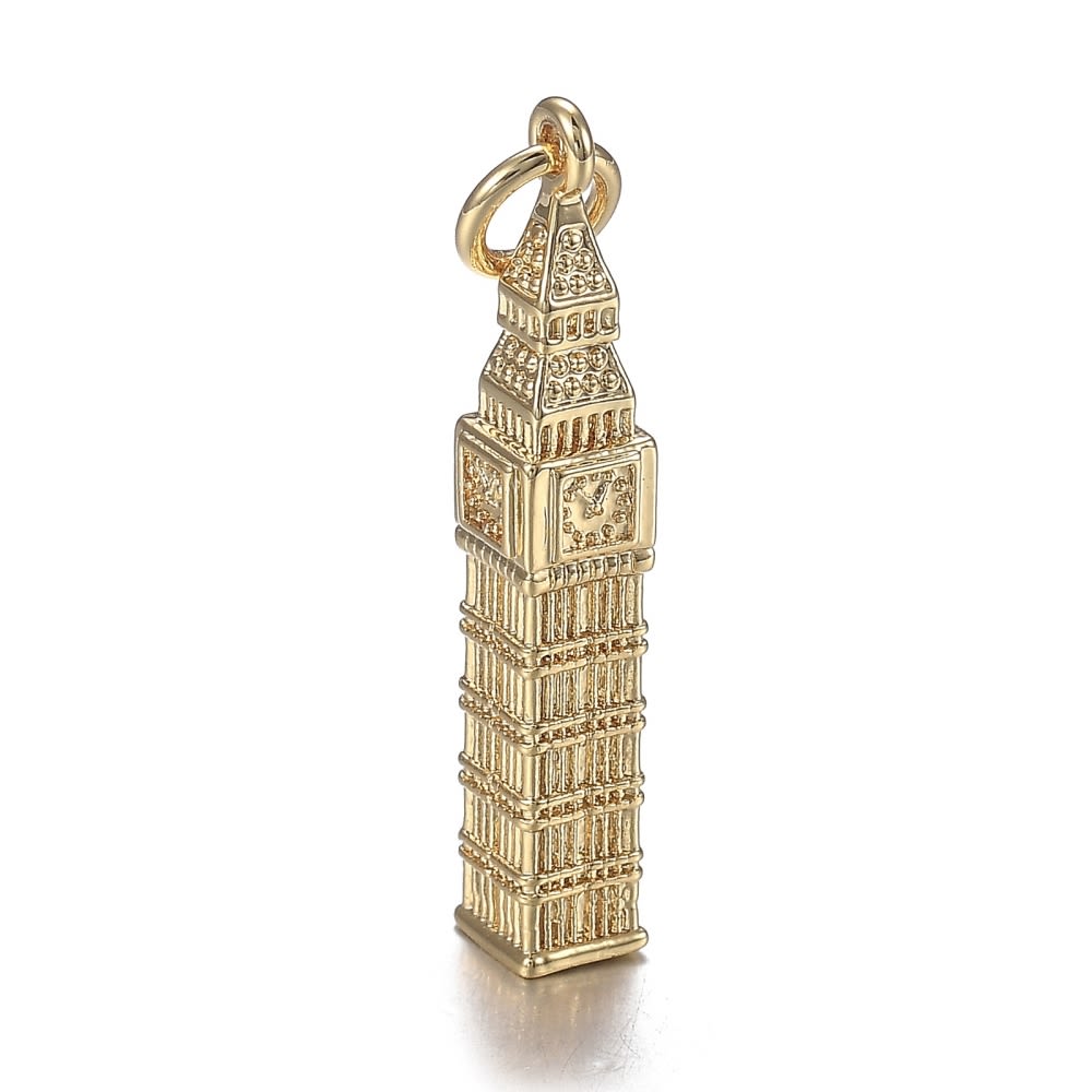 Dije colgante big ben 26 mm baño de oro / unidad1