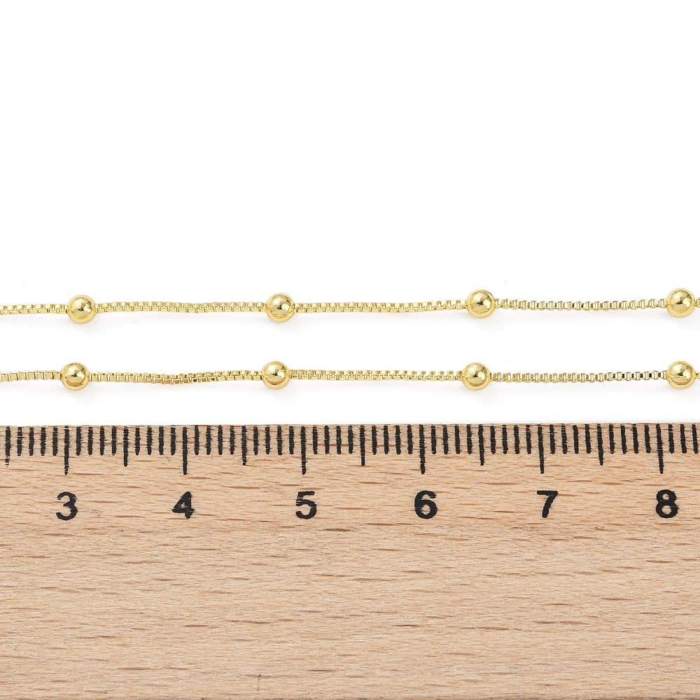 Cadena armada tejido veneciana y balines 2.5 mm baño oro / unidad2