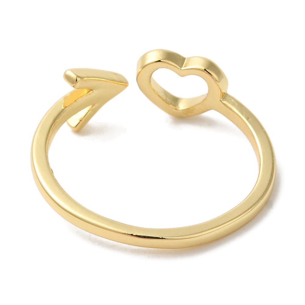 Anillo ajustable corazón flecha baño de oro / unidad2