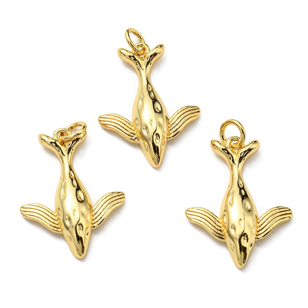 Dije colgante ballena mar 22 mm baño de oro / unidad3