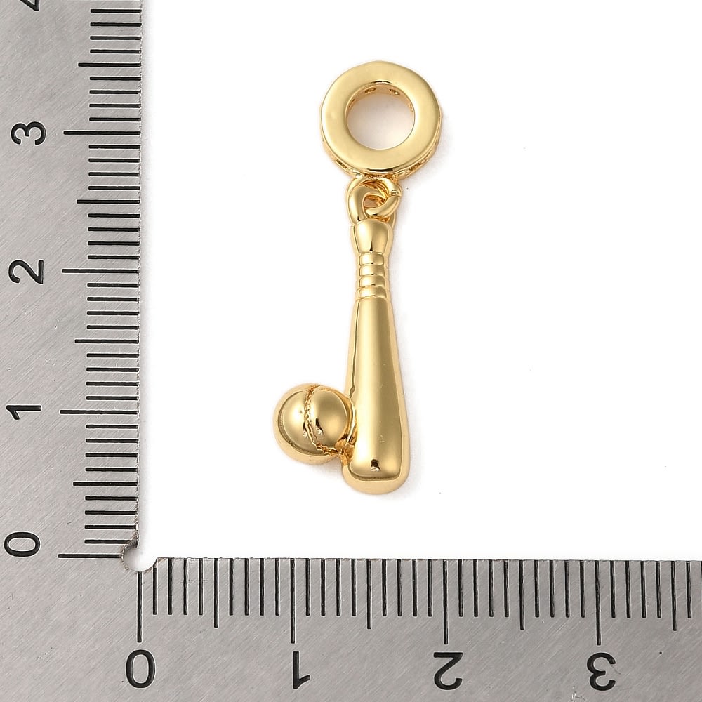 Colgante europeo charm bate béisbol baño de oro / unidad3