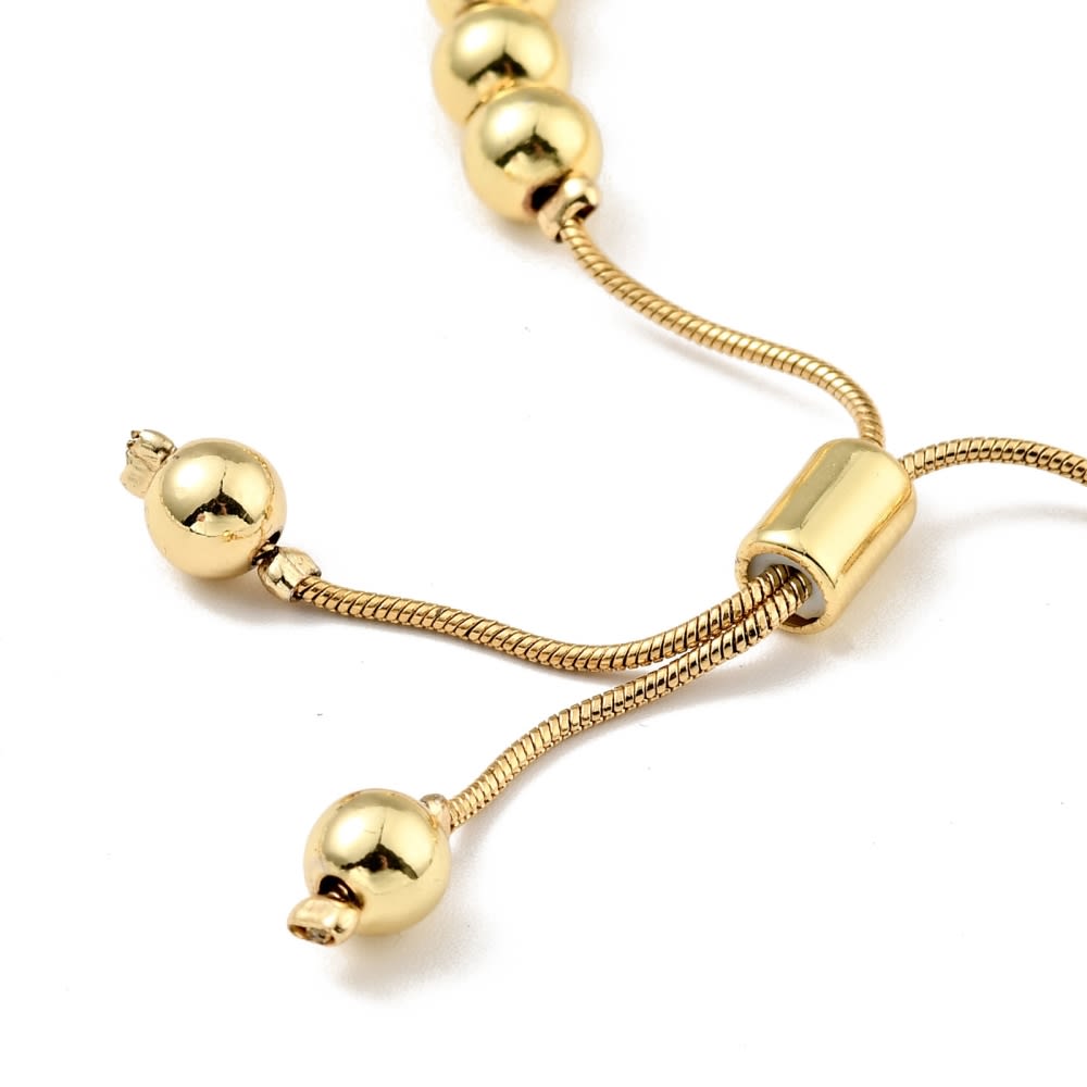 Pulsera ajustable de balines 6 mm baño de oro / unidad4