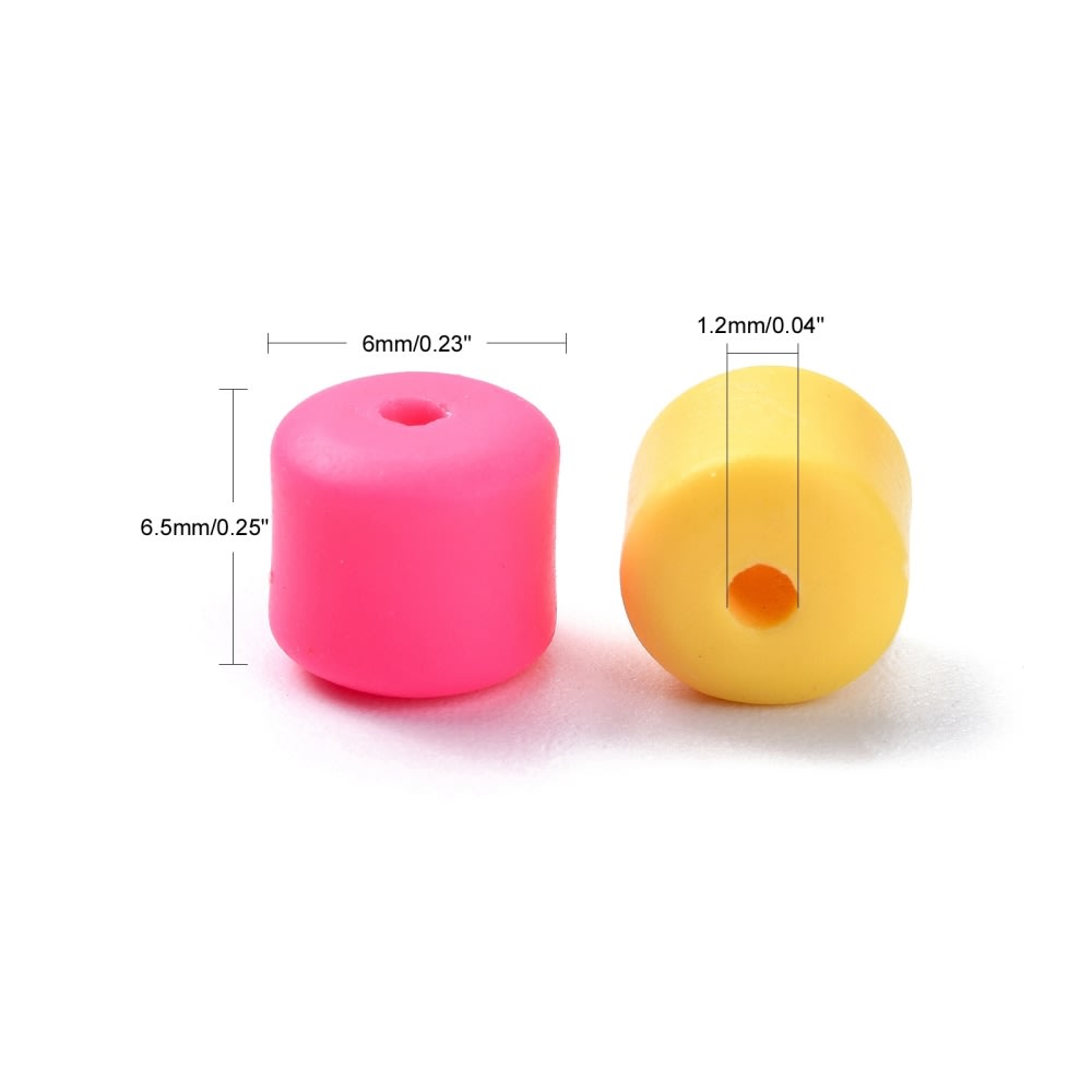 Sarta cuentas cilindro arcilla polimérica multicolor fimo 6 mm / tira3