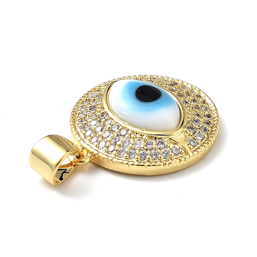Dije colgante ojo turco con zircones 19 mm baño oro / unidad2