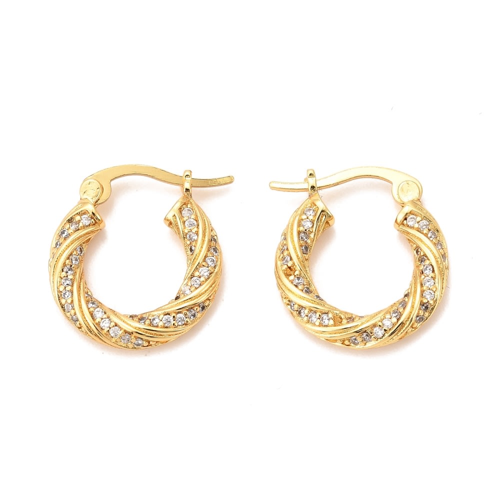 Aros argollas aretes baño de oro platino torneadas / par1